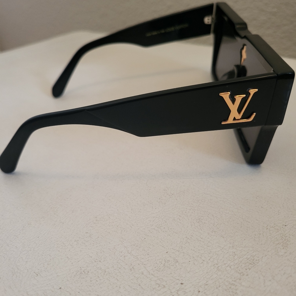 Louis Vitton  Black Geometric Sunglasses with Gold Accent